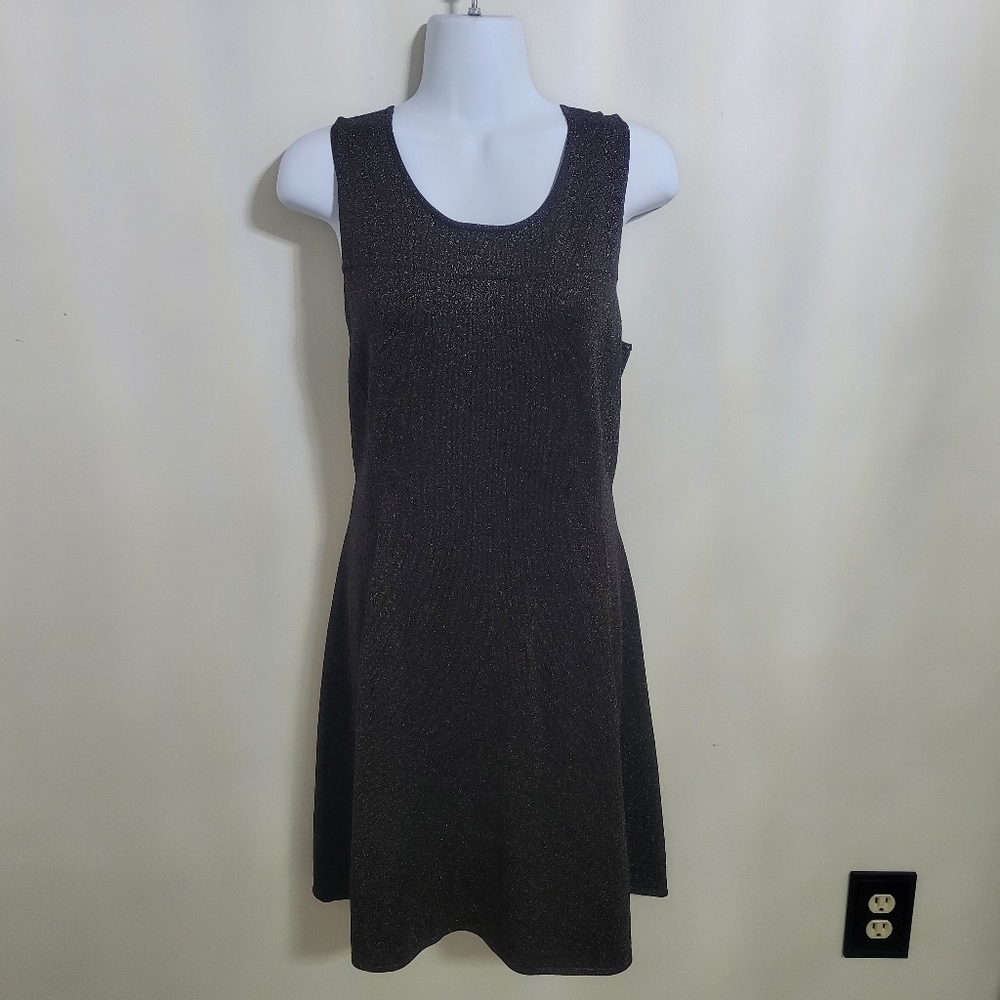 J. McLaughlin Black Gold Metallic Sleeveless Dress